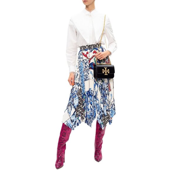 Tory Burch Dresses & Skirts - $498 TORY BURCH White Pleated Skirt Sunburst Floral Handkerchief Hem Womens Sz 6